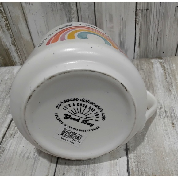 Good Day Rainbow Mug "When‎ It Rains Look For Rainbows" Ceramic - Picture 3 of 4